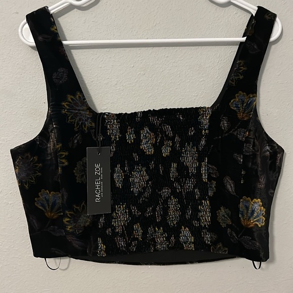 NWT Rachel Zoe two piece pant and crop top set. Black floral, women’s size 10. - Picture 5 of 16
